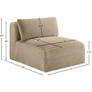 Meridian Shaggy Taupe Corduroy Performance Fabric Armless Chair IMAGE 9