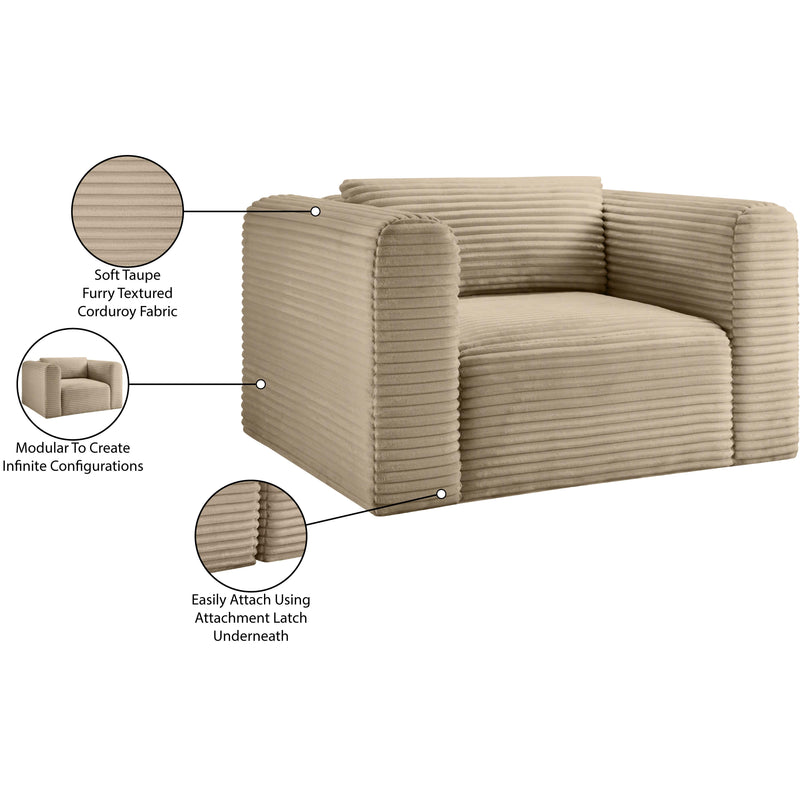 Meridian Shaggy Taupe Corduroy Performance Fabric Arm Chair IMAGE 10