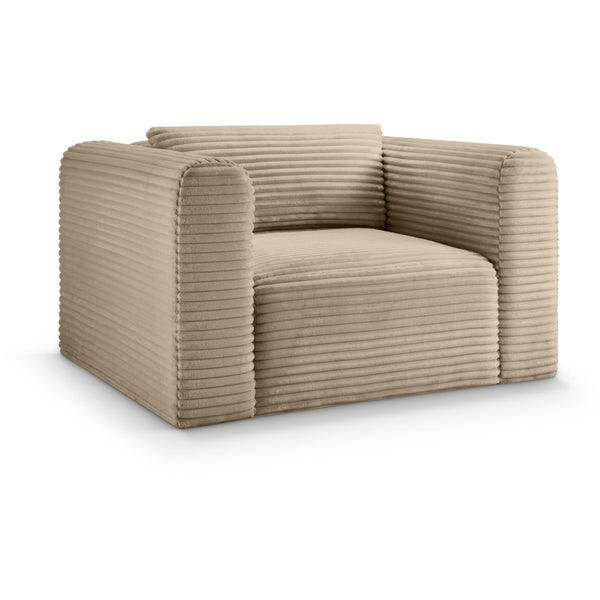 Meridian Shaggy Taupe Corduroy Performance Fabric Arm Chair IMAGE 1