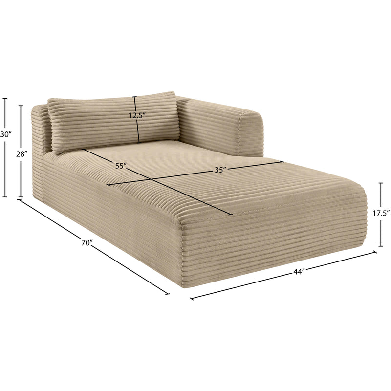 Meridian Shaggy Taupe Corduroy Performance Fabric Chaise IMAGE 11