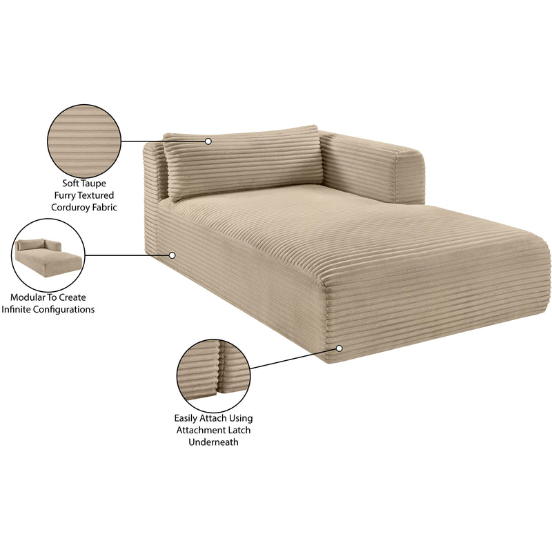 Meridian Shaggy Taupe Corduroy Performance Fabric Chaise IMAGE 12