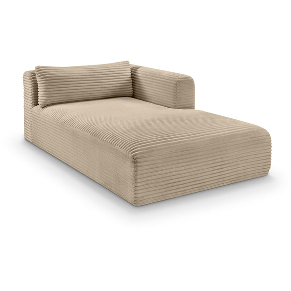 Meridian Shaggy Taupe Corduroy Performance Fabric Chaise IMAGE 1