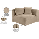 Meridian Shaggy Taupe Corduroy Performance Fabric Corner Chair IMAGE 10