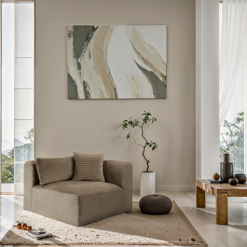 Meridian Shaggy Taupe Corduroy Performance Fabric Corner Chair IMAGE 2