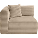 Meridian Shaggy Taupe Corduroy Performance Fabric Corner Chair IMAGE 3
