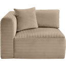 Meridian Shaggy Taupe Corduroy Performance Fabric Corner Chair IMAGE 4