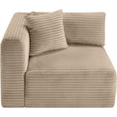 Meridian Shaggy Taupe Corduroy Performance Fabric Corner Chair IMAGE 6