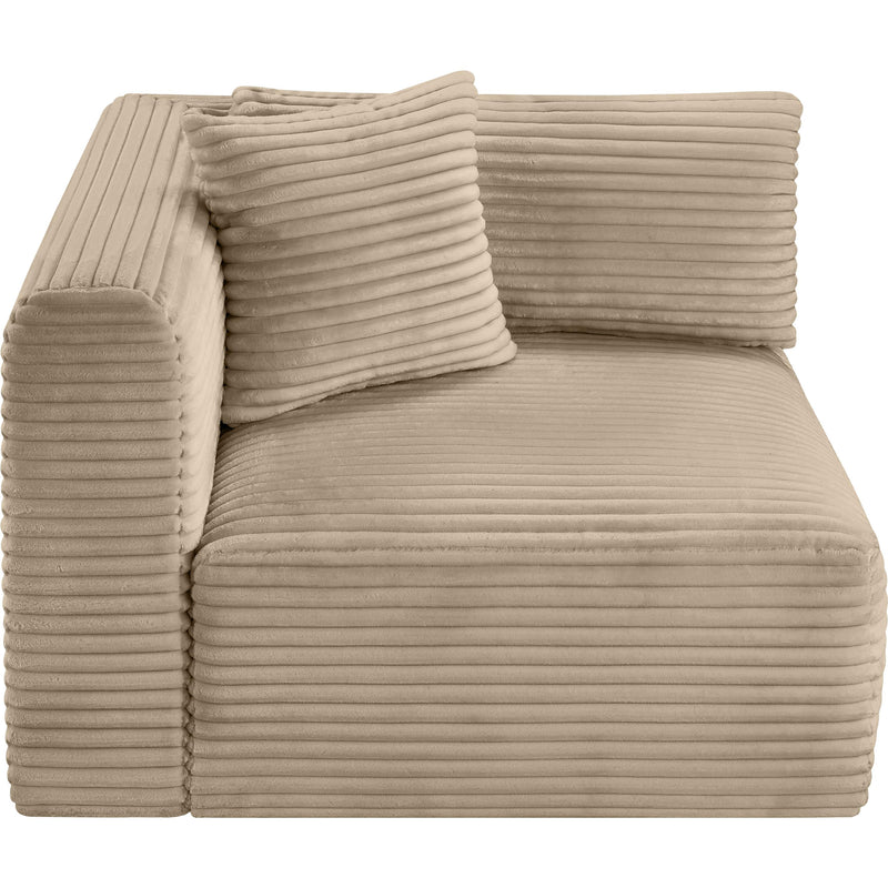 Meridian Shaggy Taupe Corduroy Performance Fabric Corner Chair IMAGE 6
