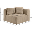 Meridian Shaggy Taupe Corduroy Performance Fabric Corner Chair IMAGE 9