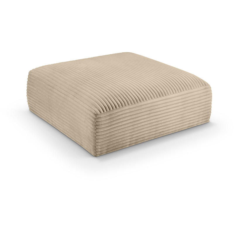 Meridian Shaggy Taupe Corduroy Performance Fabric Ottoman IMAGE 1
