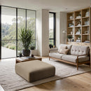 Meridian Shaggy Taupe Corduroy Performance Fabric Ottoman IMAGE 2