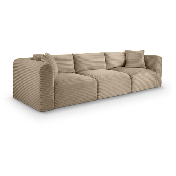 Meridian Shaggy Taupe Corduroy Performance Fabric Modular Sofa IMAGE 1
