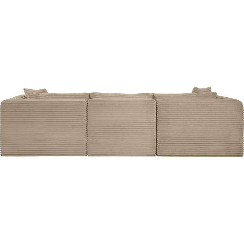 Meridian Shaggy Taupe Corduroy Performance Fabric Modular Sofa IMAGE 5