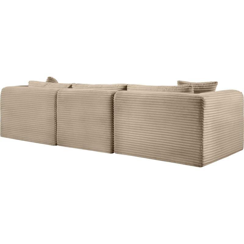 Meridian Shaggy Taupe Corduroy Performance Fabric Modular Sofa IMAGE 7