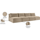 Meridian Shaggy Taupe Corduroy Performance Fabric Modular Sofa IMAGE 11