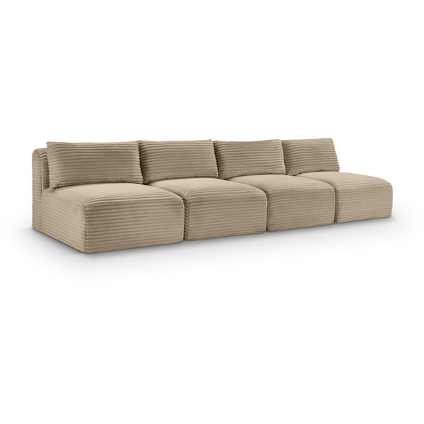 Meridian Shaggy Taupe Corduroy Performance Fabric Modular Sofa IMAGE 1