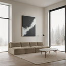 Meridian Shaggy Taupe Corduroy Performance Fabric Modular Sofa IMAGE 2