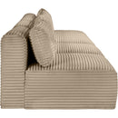 Meridian Shaggy Taupe Corduroy Performance Fabric Modular Sofa IMAGE 4