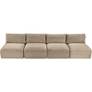 Meridian Shaggy Taupe Corduroy Performance Fabric Modular Sofa IMAGE 6