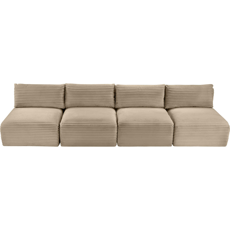 Meridian Shaggy Taupe Corduroy Performance Fabric Modular Sofa IMAGE 6