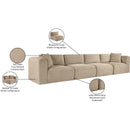 Meridian Shaggy Taupe Corduroy Performance Fabric Modular Sofa IMAGE 12
