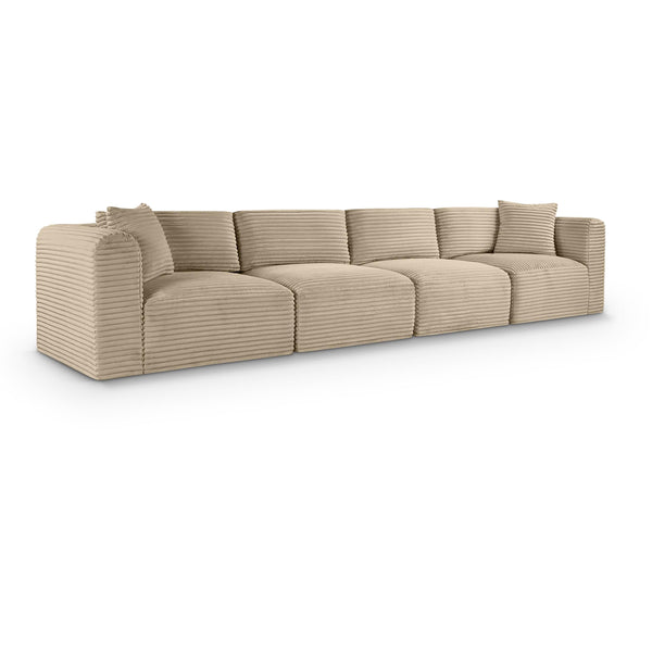 Meridian Shaggy Taupe Corduroy Performance Fabric Modular Sofa IMAGE 1