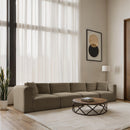 Meridian Shaggy Taupe Corduroy Performance Fabric Modular Sofa IMAGE 2
