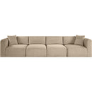 Meridian Shaggy Taupe Corduroy Performance Fabric Modular Sofa IMAGE 3