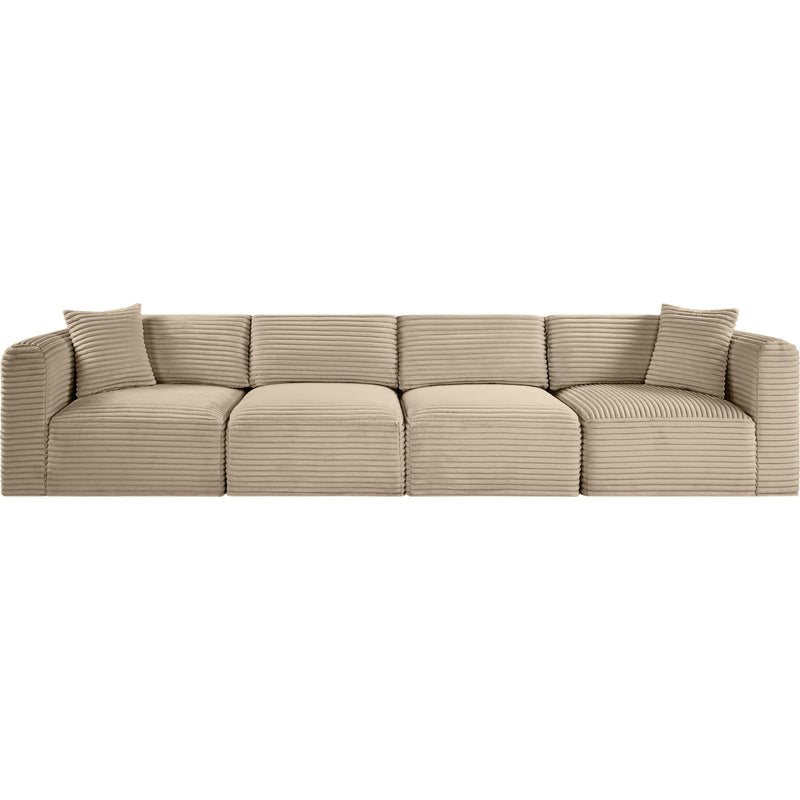 Meridian Shaggy Taupe Corduroy Performance Fabric Modular Sofa IMAGE 3