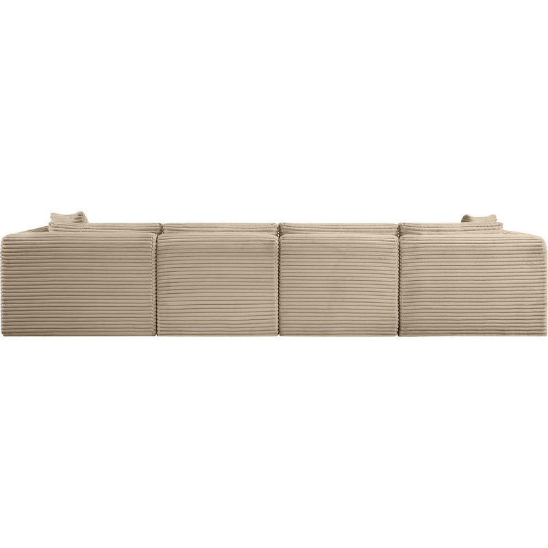 Meridian Shaggy Taupe Corduroy Performance Fabric Modular Sofa IMAGE 5