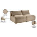 Meridian Shaggy Taupe Corduroy Performance Fabric Modular Sofa IMAGE 10