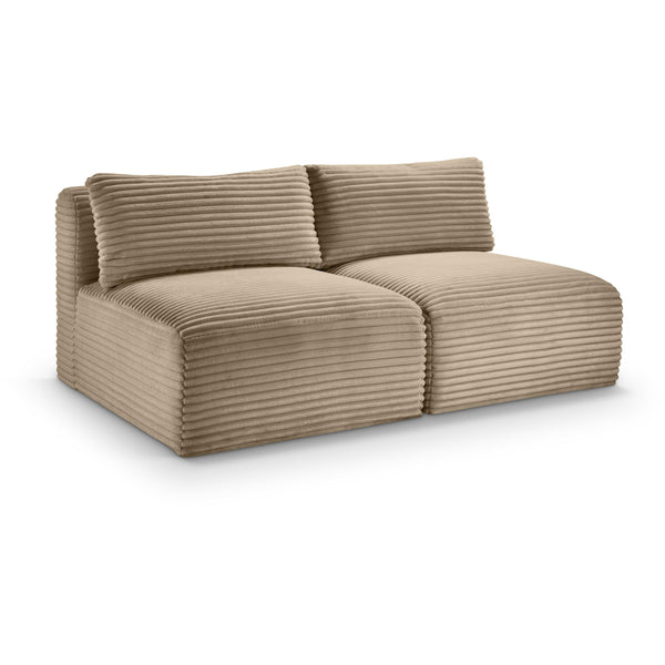 Meridian Shaggy Taupe Corduroy Performance Fabric Modular Sofa IMAGE 1