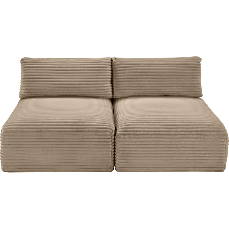 Meridian Shaggy Taupe Corduroy Performance Fabric Modular Sofa IMAGE 6