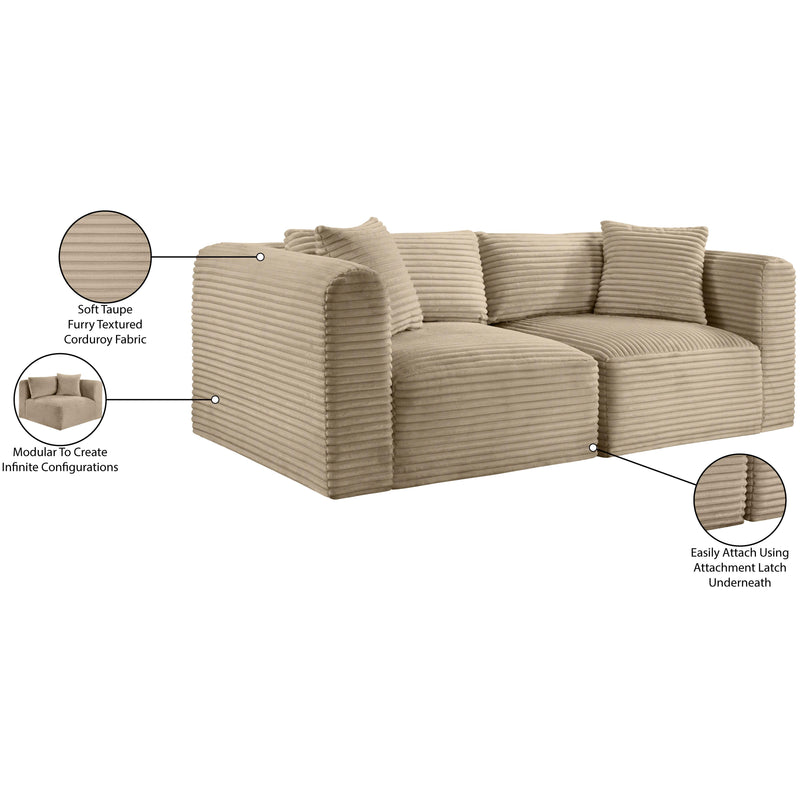 Meridian Shaggy Taupe Corduroy Performance Fabric Modular Sofa IMAGE 10