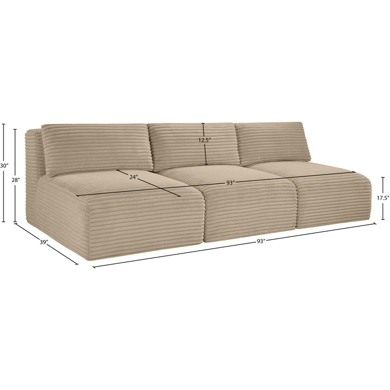 Meridian Shaggy Taupe Corduroy Performance Fabric Modular Sofa IMAGE 10