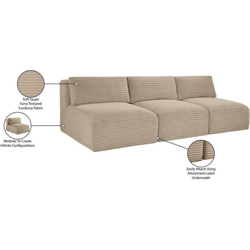 Meridian Shaggy Taupe Corduroy Performance Fabric Modular Sofa IMAGE 11
