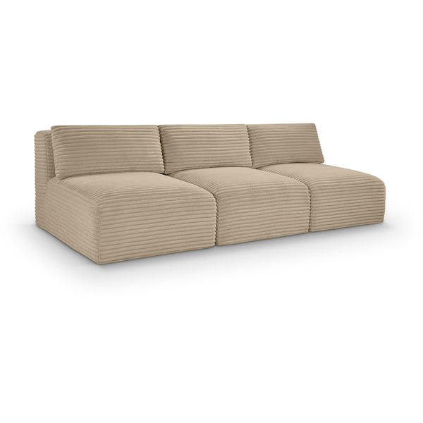 Meridian Shaggy Taupe Corduroy Performance Fabric Modular Sofa IMAGE 1