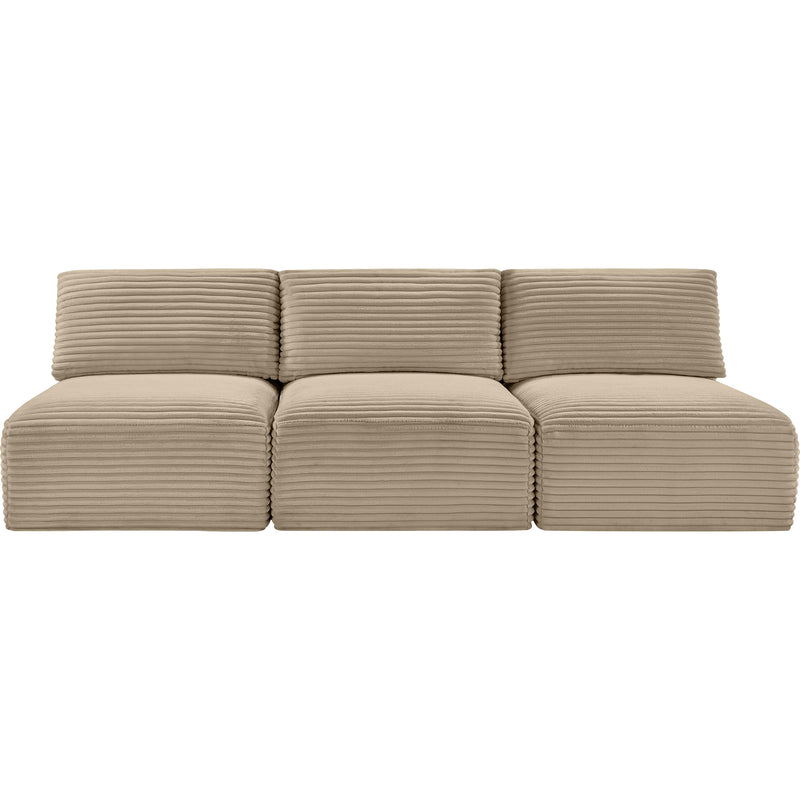 Meridian Shaggy Taupe Corduroy Performance Fabric Modular Sofa IMAGE 3
