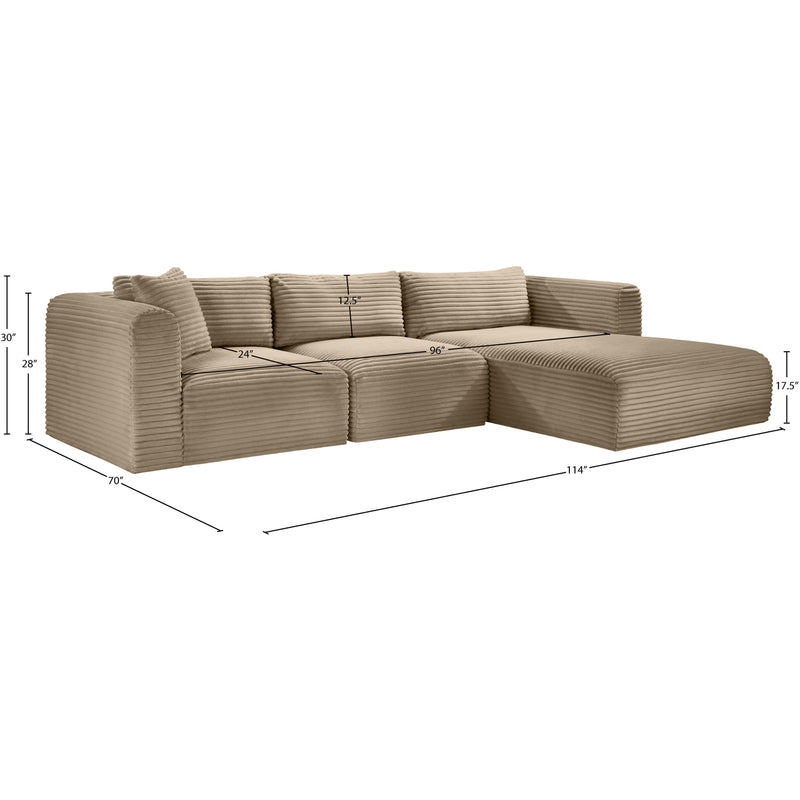 Meridian Shaggy Taupe Corduroy Performance Fabric Modular Sectional IMAGE 12