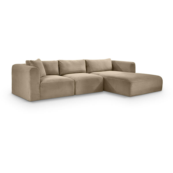 Meridian Shaggy Taupe Corduroy Performance Fabric Modular Sectional IMAGE 1