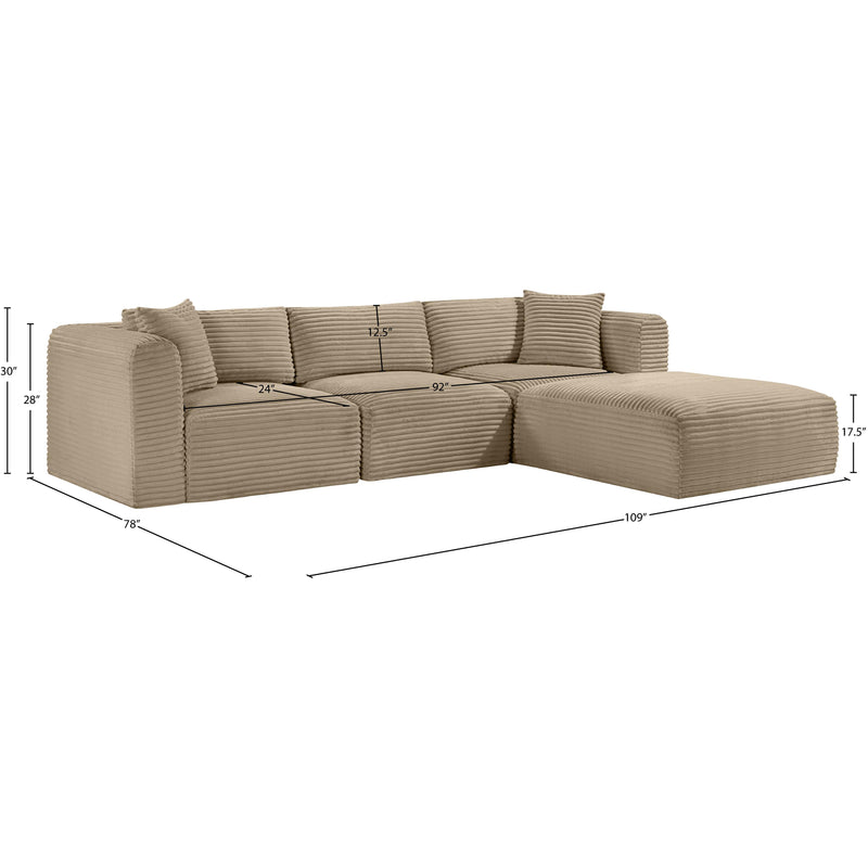 Meridian Shaggy Taupe Corduroy Performance Fabric Modular Sectional IMAGE 12