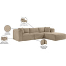 Meridian Shaggy Taupe Corduroy Performance Fabric Modular Sectional IMAGE 13