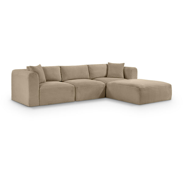 Meridian Shaggy Taupe Corduroy Performance Fabric Modular Sectional IMAGE 1
