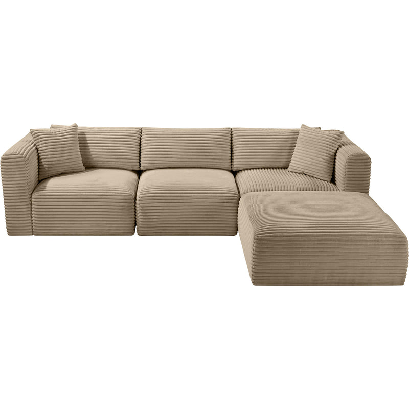 Meridian Shaggy Taupe Corduroy Performance Fabric Modular Sectional IMAGE 6