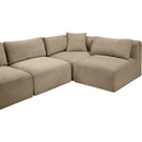 Meridian Shaggy Taupe Corduroy Performance Fabric Modular Sectional IMAGE 10