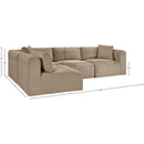 Meridian Shaggy Taupe Corduroy Performance Fabric Modular Sectional IMAGE 12