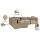 Meridian Shaggy Taupe Corduroy Performance Fabric Modular Sectional IMAGE 13