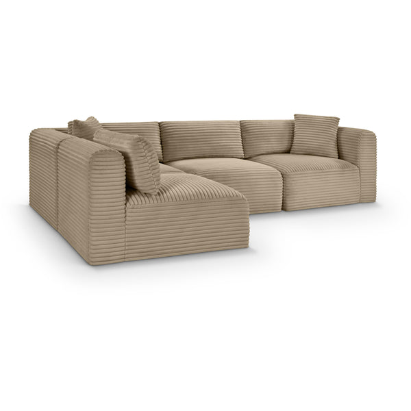 Meridian Shaggy Taupe Corduroy Performance Fabric Modular Sectional IMAGE 1