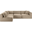 Meridian Shaggy Taupe Corduroy Performance Fabric Modular Sectional IMAGE 3