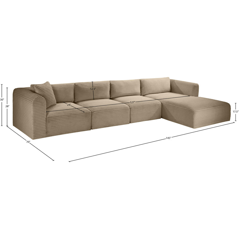 Meridian Shaggy Taupe Corduroy Performance Fabric Modular Sectional IMAGE 12
